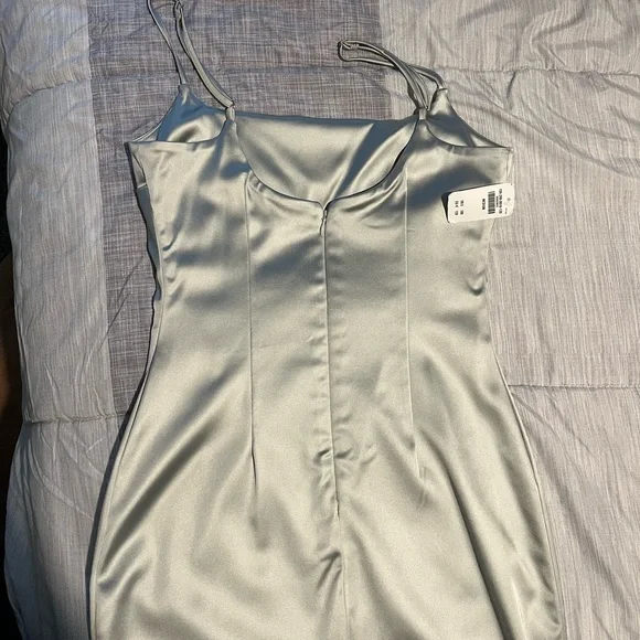 Abercrombie & Fitch Satin Stretch Column Midi Slip Dress Grey M - Picture 5 of 11